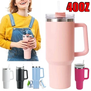 1200ml 40oz Kaffeebecher To Go mit Deckel Thermobecher mit Strohhalm und Henkel- - Bild 1 von 27