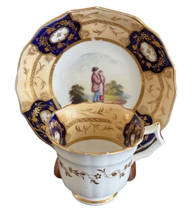 Antique Porcelain Cup and Saucer with Scenic View Decoration - Picture 1 of 9