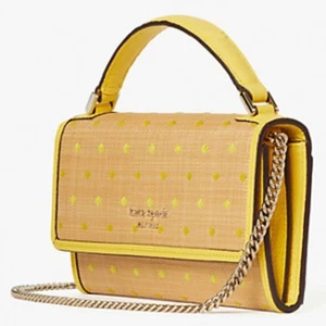Kate Spade Roulette Top-Handle Crossbody Yellow Raffia Bag - Picture 1 of 8