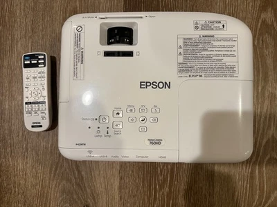 Epson Home Cinema 760HD 3LCD Projector 3300 ANSI HD 1080p H848A HDMI - Image 1 of 4