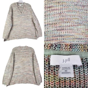 J Jill Maglione Pullover Donna Taglie Forti 4X Multicolore Marrone Maglia Righe - Foto 1 di 8