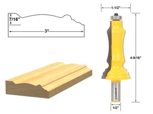 3" Door & Window Door & Window Casing Router Bit - 1/2" Shank - Yonico 16124 - Picture 1 of 1