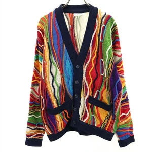 Cardigan COOGI anni 90 made in Australia Old 3D scollo a V maglia 3D manica lunga uomo - Foto 1 di 8