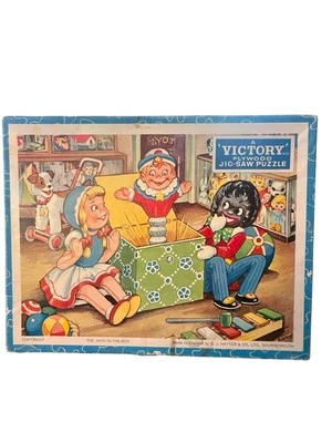 Vtg Victory Americana Plywood Jigsaw Puzzle 1950s "The Jack In The Box" England - Image 1 of 4