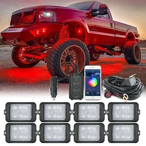 8 cápsulas RGBW LED luces de roca control inalámbrico debajo de la carrocería luces de neón inferiores coche - Imagen 1 de 13