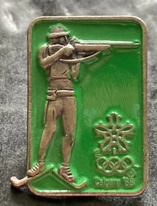 Alfiler esmaltado vintage de los Juegos Olímpicos de Calgary 1988 - biatlón - Imagen 1 de 2