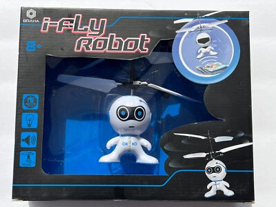 Braha i-Fly Helicopter Robot Infrared Sensor Hover Technology White/Blue New - Image 1 of 4