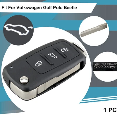 For VW Beetle Golf Jetta Transporter Polo 3 Button Car Remote Key Fob Case Shell - Image 1 of 4