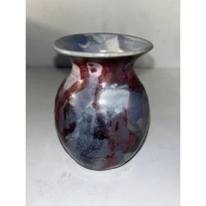 Jarrón de cerámica Buie 1997 vintage hecho a mano 4 pulgadas gris azul Gatlinburg Tennessee - Imagen 1 de 6