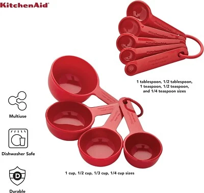 KitchenAid Measuring Cups And Measuring Spoons Set - Empire Red - New. (9 pcs) - Image 1 of 4