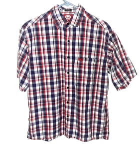 Camisa ECKO The Knute 100 % algodón a cuadros para hombre manga corta con botones talla M - Imagen 1 de 8