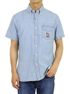 Camisa Polo Ralph Lauren Manga Corta Cambray Abotonada con Bolsillo Bandera - Azul - Imagen 1 de 4