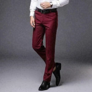 Men Spring Fall Business Slim Fit Dress Pants Formal Straight Trousers Casual Sz - Picture 1 of 12