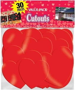 Valentine's Day Red Holiday Theme Party Wall Decoration 30 ct. Heart Cutouts - Picture 1 of 1