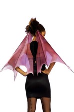 Ali finte da pipistrello rosa in tulle con armatura rigida