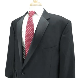 Jos A Bank "James" Black Dinner Jacket Tuxedo 100% Wool Blazer Sport Coat 54R - Picture 1 of 16
