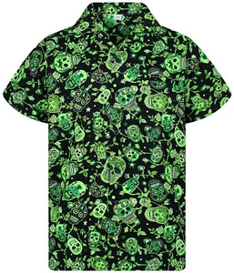 Camisa Hawaiana Funky Verde Calavera Diferentes Tallas - Imagen 1 de 6