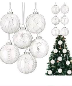 NEW NIB 18 Pcs Farmhouse Ball Ornaments Distressed Glass Vintage Style Christmas - Picture 1 of 5