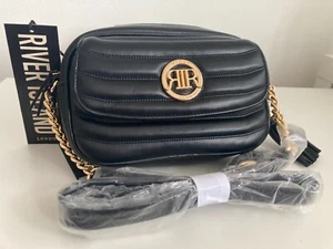 River island Black Quilted Flap Front Cross Body Bag new with tags - Picture 1 of 19
