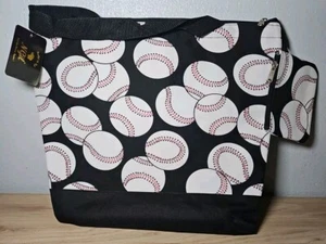 NGIL Baseball Canvas-Einkaufstasche mit Reißverschluss und Geldbörse neu mit Etikett! - Bild 1 von 9