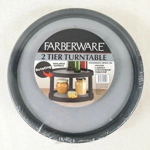 Farberware drehbarer 2-stufiger Drehteller Speisekammer Tischplatte Arbeitsplatte 9,5" grau  - Bild 1 von 3