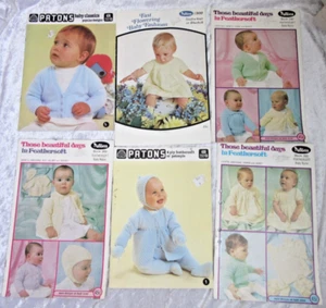 BABY KNITTING Pattern Books x 6 PATONS - Baby Jackets, Shawl, Dress,Bootees, etc - Picture 1 of 23