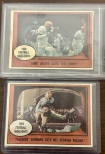 1961 TOPPS FOOTBALL JIMMY BROWN #77 AND PAUL HORNUNG # 38 HIGHLIGHT CARDS - Picture 1 of 2