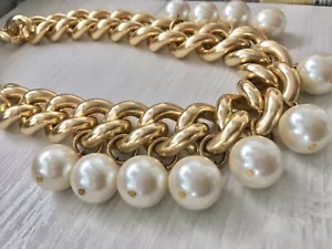 Collar Gargantilla Cadena Dijes Perlados Grandes Firmado ERWIN PEARL - Imagen 1 de 14