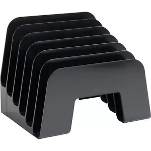 Incline Desktop File Sorter 6 Compartment Step Organizer Letter Holder Black - Picture 1 of 6