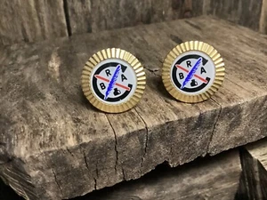 Vintage Emaille Bruderschaft Eisenbahn Angestellte Amerika Manschettenknöpfe AFL-CIO Labor Union - Bild 1 von 8