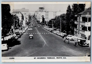 Perth WA Australia Postcard Road View St. George's Terrace c1950s RPPC Photo - Picture 1 of 2