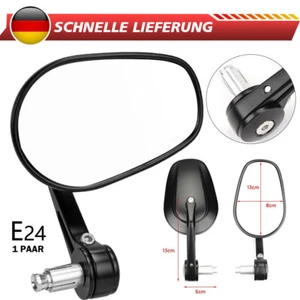 2x Motorrad Lenkerendenspiegel Lenker Spiegel E-Geprüft 7/8'' Aluminium Schwarz - Bild 1 von 15