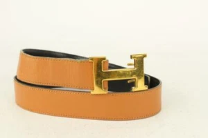 Hermès Black x Brown x Gold 32mm Reversible H Logo Belt Kit 823her19 - Picture 1 of 12