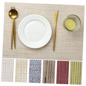 PVC Woven Placemats PCS Wipeable Indoor/Outdoor Table Mats Washable 4 A-beige - Picture 1 of 7