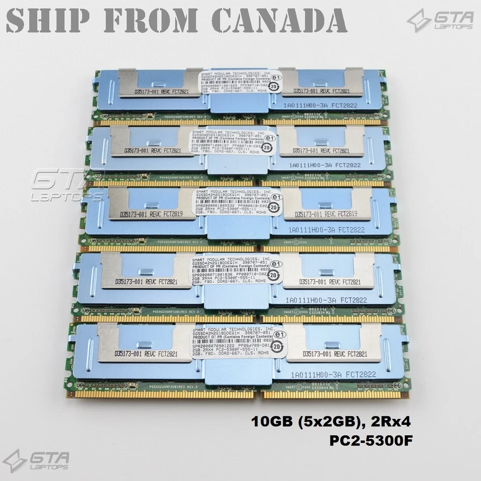 10GB (5x2GB) Smart Modular Server Ram 2Rx4 PC2-5300F SG5SD42N2G1BDDEQ1H - Image 1 of 2