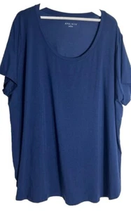 Ava & Viv Short Sleeve Relaxed Round Neck T-Shirt Women's 4X Blue White New Tag - Picture 1 of 3