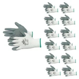 Abrasion Tear-Resistant Safety Work Gloves Super Grip Grey Nitrile Palm XL - Picture 1 of 9