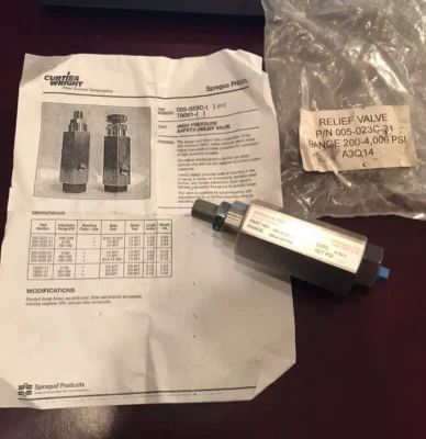 NEW Curtiss Wright Sprague 005-023C-31 High Pressure Safety Relief Valve 1/4NPT - Image 1 of 4