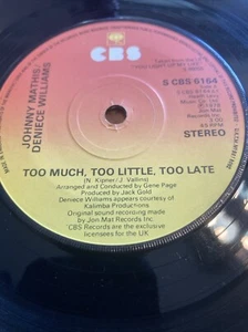 1978 JONNY MATHIS DENIECE WILLIAMS 7" TOO MUCH TOO LITTLE TOO LATE - S CBS 6164 - Picture 1 of 1