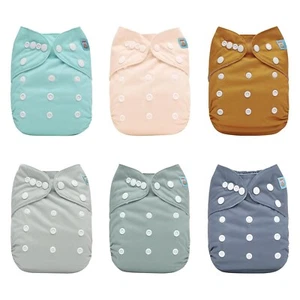ALVABABY 6 Pack Cloth Diaper with 12 Inserts One Size Adjustable Washable - Picture 1 of 18