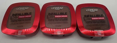 3PK L'Oreal Infallible Fresh Wear Foundation in A Powder  ~ 370 Mocha ~ SEALED - Image 1 of 2