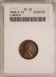 1909-S Lincoln Cent ANACS EF45 XF45 Gen 6 Soapbar Old Holder SWH Soapbox - Picture 1 of 4