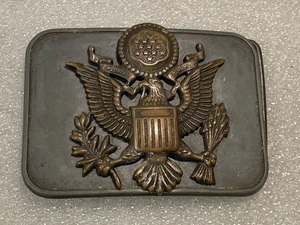Pre WWII US Army Officers Cap Device Made Into A Belt Buckle Eagle Brass - Picture 1 of 10