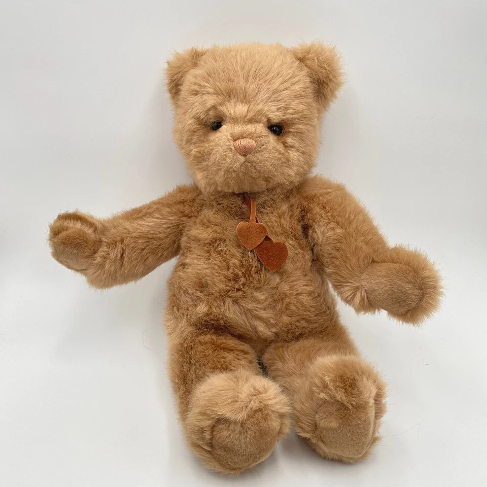 复古 Gund 1986 泰迪熊毛绒 16 英寸麂皮绒心形 HUGGINS 收藏经典 — 第 1/4 张图片
