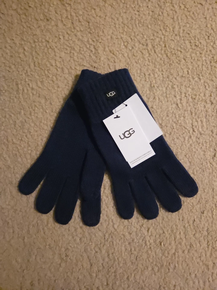 Guantes UGG Knit Tech aptos para pantalla táctil talla única AZUL MARINO nueva mezcla de lana Foto 1 de 1