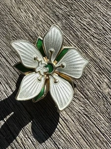 Broche Flor David Andersen por Esmalte Plata Esterlina Noruega Noruego 2651 - Imagen 1 de 8
