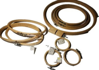 VTG Set-10 Embroidery/Cross Stitch Rings Oval & Round Taiwan R.O.C. 3"-14" - Image 1 of 4