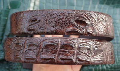 US Stock - Brown Genuine Crocodile Hornback Leather Skin Men's Belt W 1.3" #N68 - Image 1 of 4