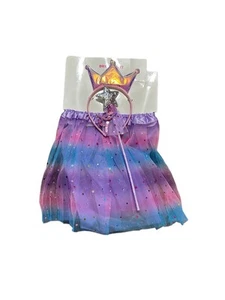 Girls Dress Up Set Skirt Wand Headband Magic Fairy Princess Crown Tiara Sparkly - Picture 1 of 3