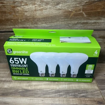 4 Pack Greenlite  LED 8W = 65W BR30 Floodlight Light Bulbs - Image 1 of 3
